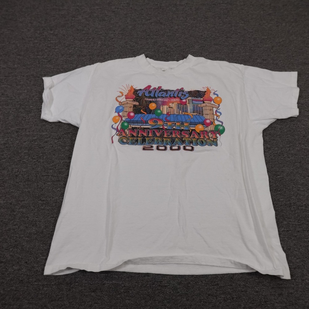 Vintage Atlantis Fruit Of The Loom Shirt Mens XL White Reno 9th Anniversary 2000